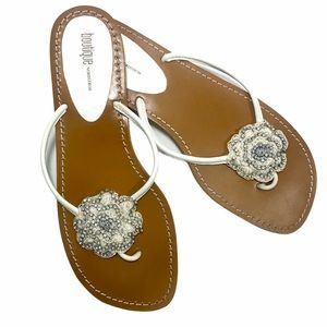 BOUTIQUE Nordstrom Beaded Rosette Thong Sandals